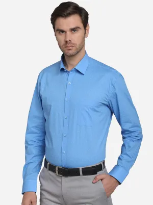 Aqua Blue Printed Regular Fit Formal Shirt  | JadeBlue