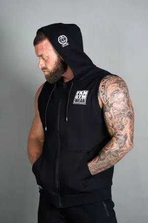 Classic | Men's Zip Up Sleeveless Gym Hoodie | Black